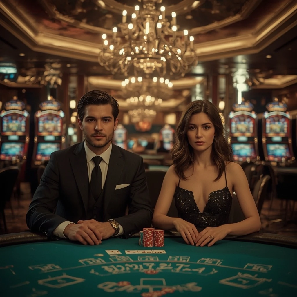 Two poker players at a JACKPOT GURU CASINO